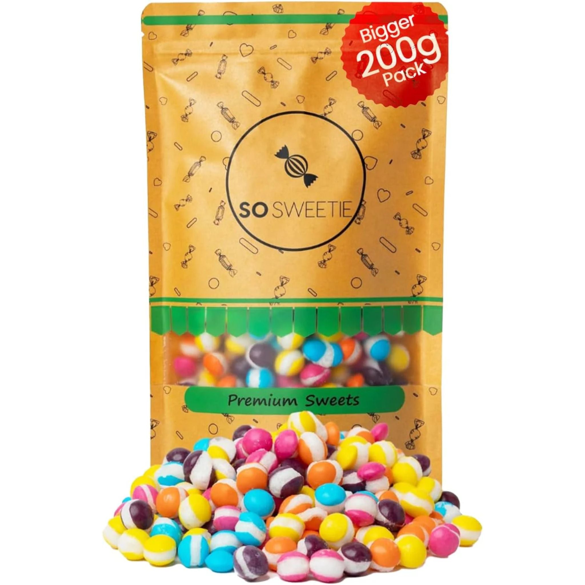SoSweetie Freeze Dried Super Sour Candy | Vegan and Halal Sweets | Large 200g Bag