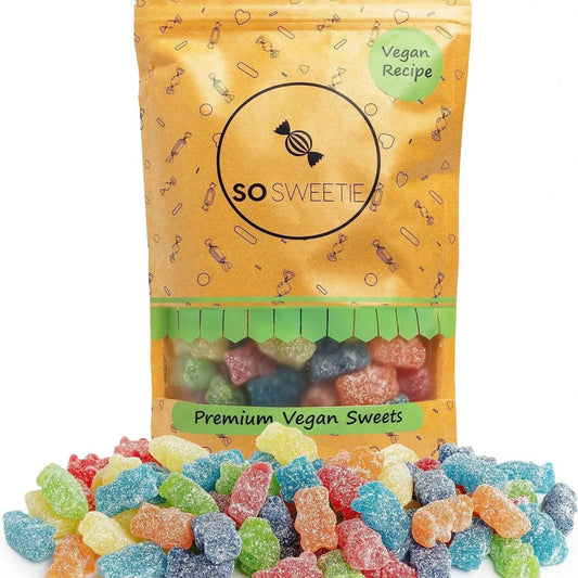 SoSweetie Vegan Fizzy Gummy Bears | Gluten-Free Fizzy Sweets | 600g Resealable Bag