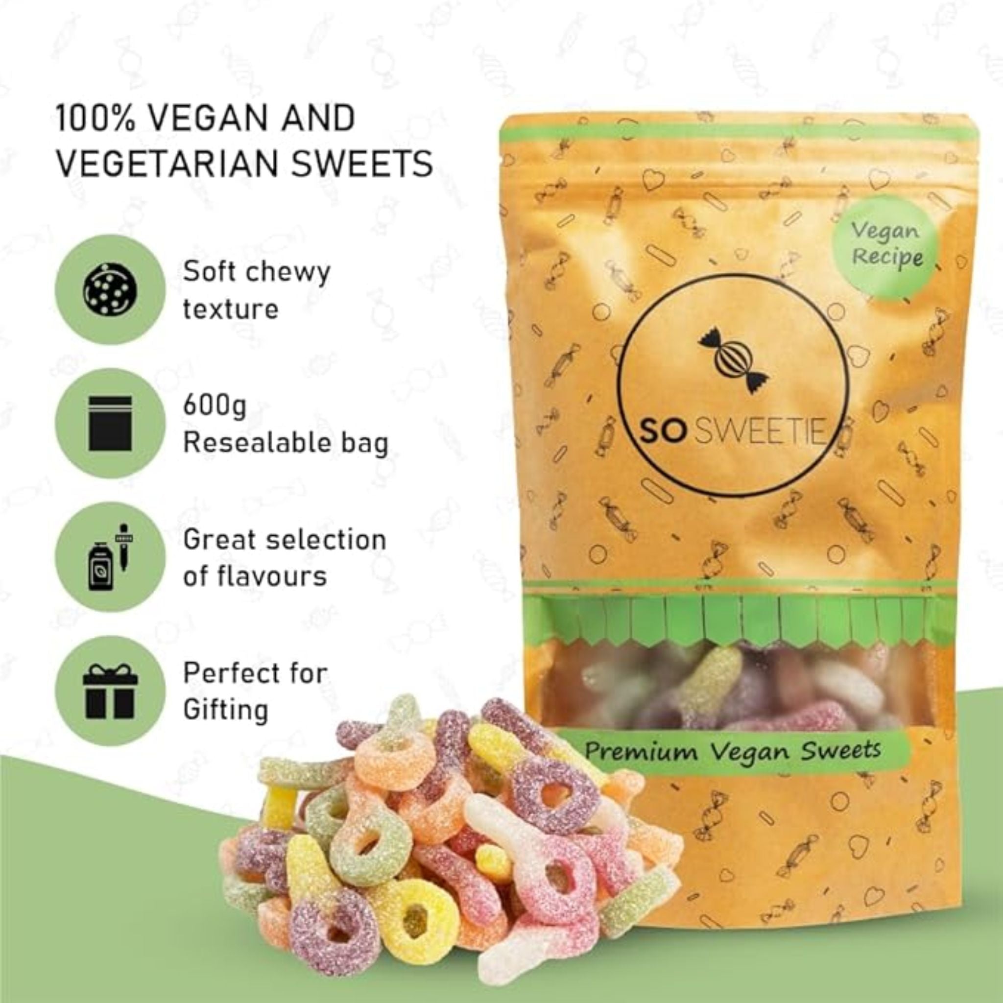 SoSweetie VEGAN Fizzy Dummies | 600g Resealable Bages | Pick and Mix Sweets