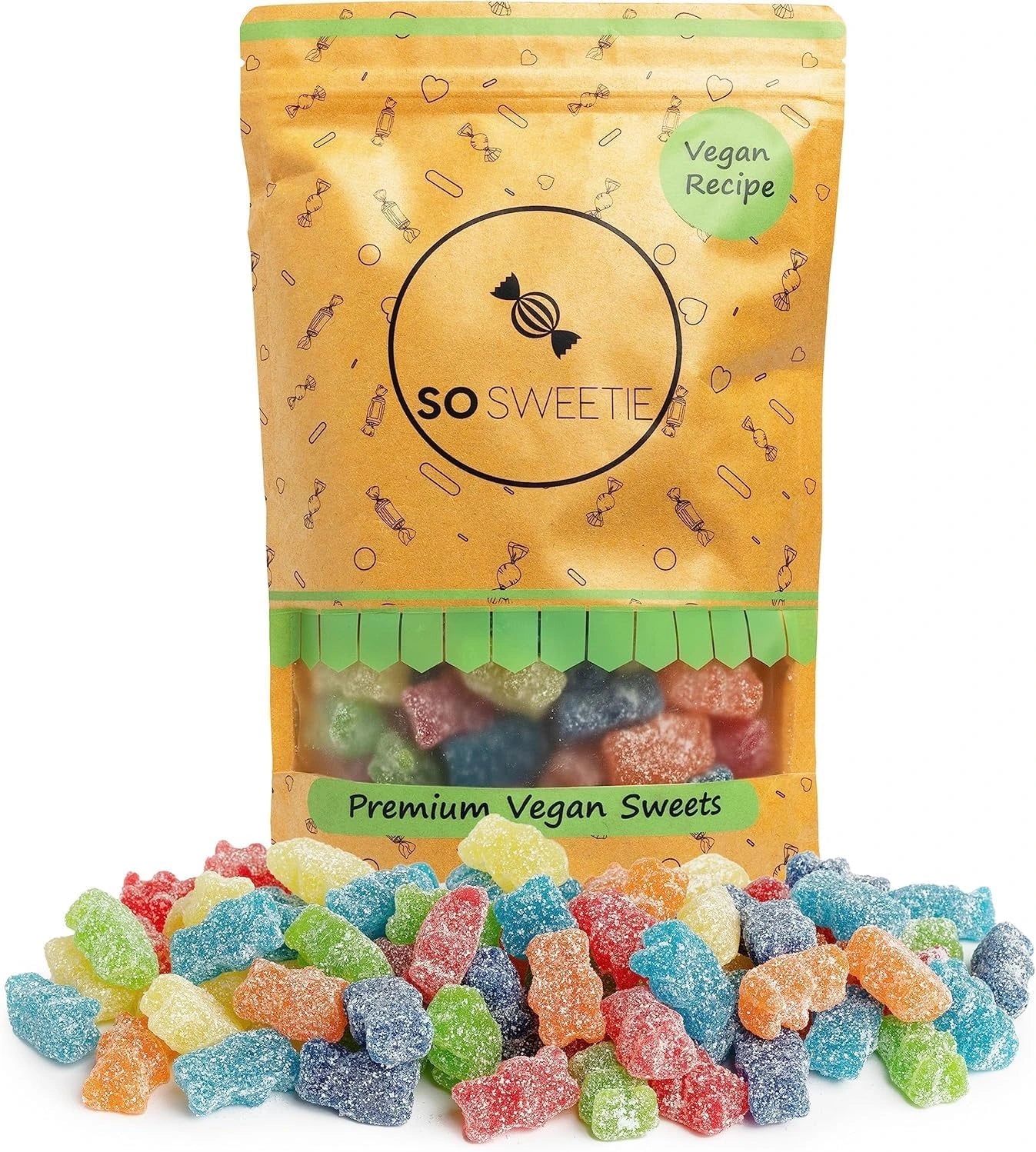 SoSweetie Vegan Fizzy Gummy Bears | Gluten-Free Fizzy Sweets | 600g Resealable Bag