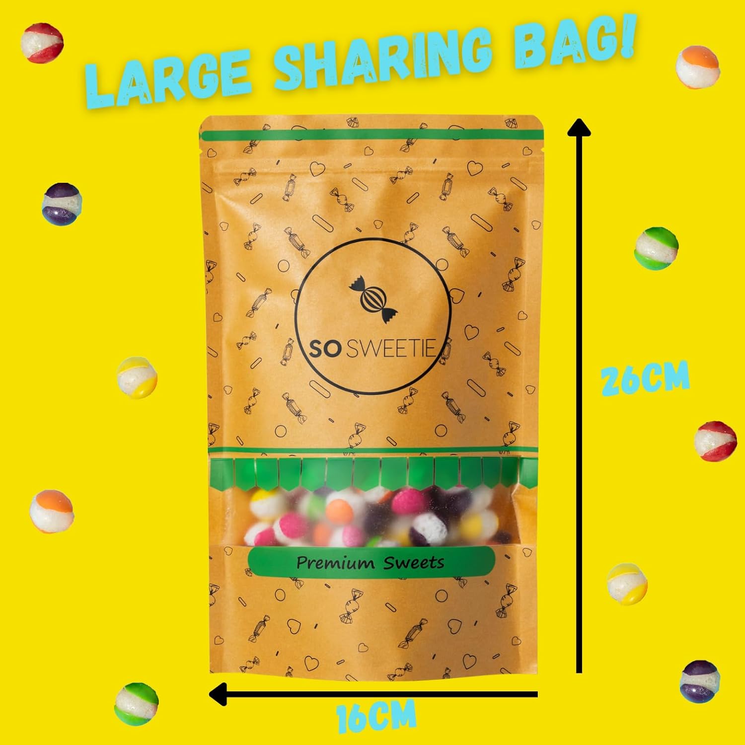 SoSweetie Freeze Dried Super Sour Candy | Vegan and Halal Sweets | Large 200g Bag